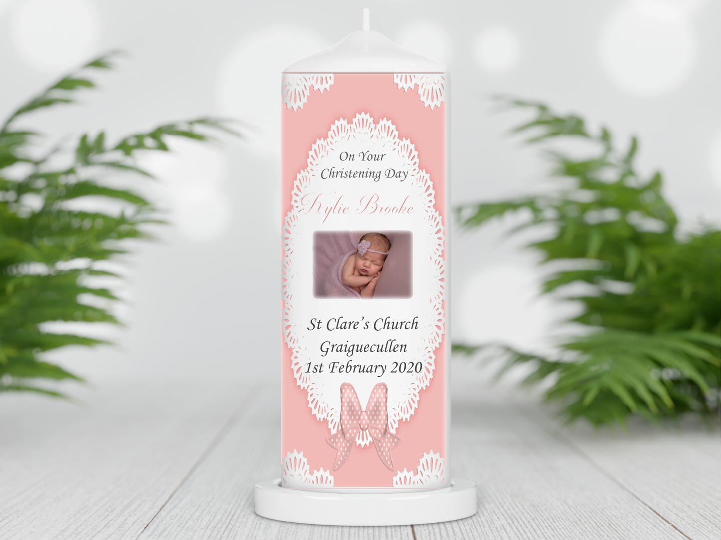 Personalised Christening candle | Personalised Baptism candle | Naming Day Candle