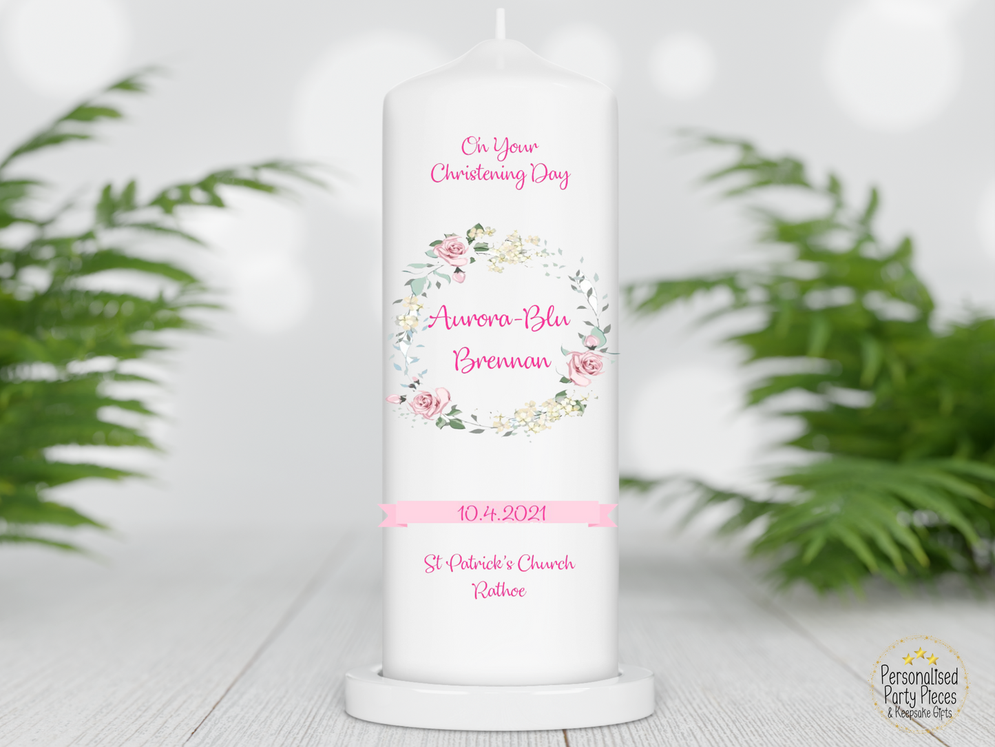 Personalised Christening candle | Personalised Baptism candle | Naming Day Candle