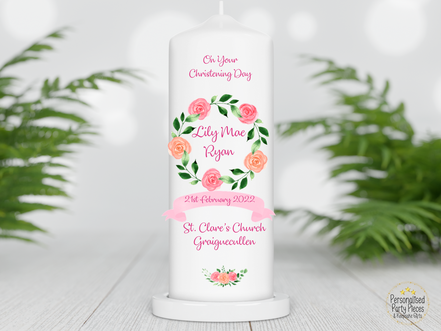 Personalised Christening candle | Personalised Baptism candle | Naming Day Candle