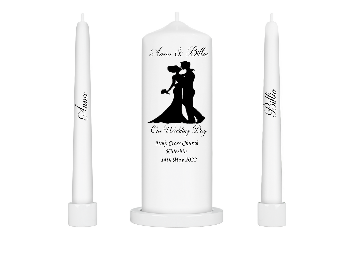 Personalised Wedding Unity Candle - Wedding Silhouette Couple