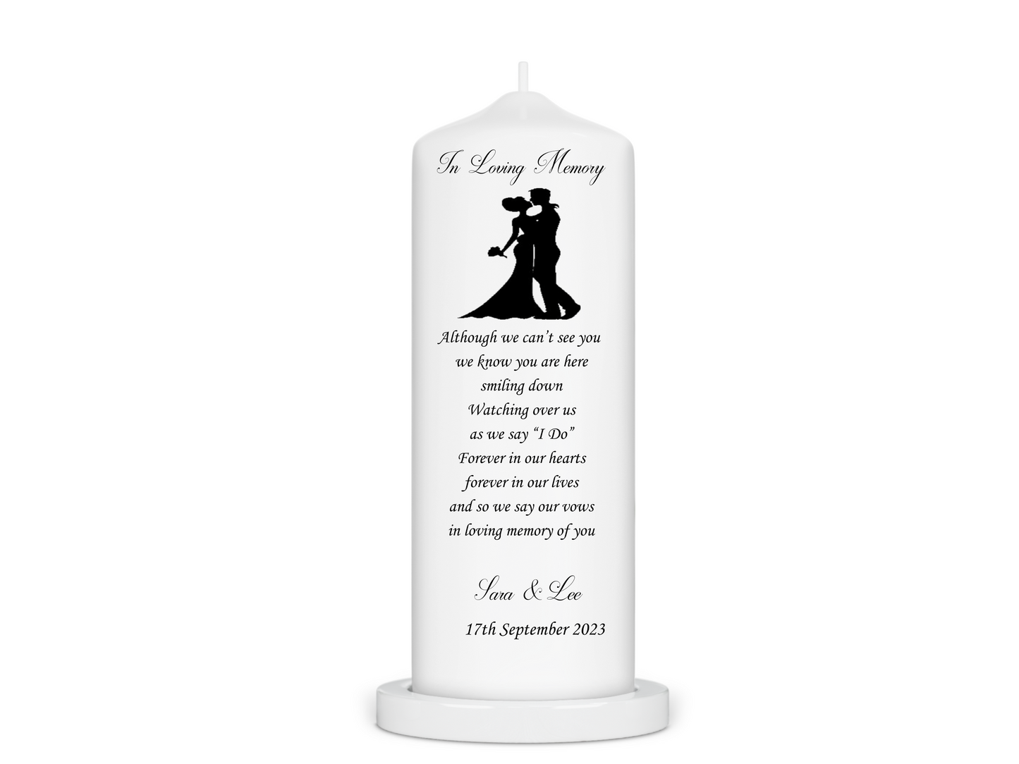 Personalised Wedding Unity Candle - Wedding Silhouette Couple