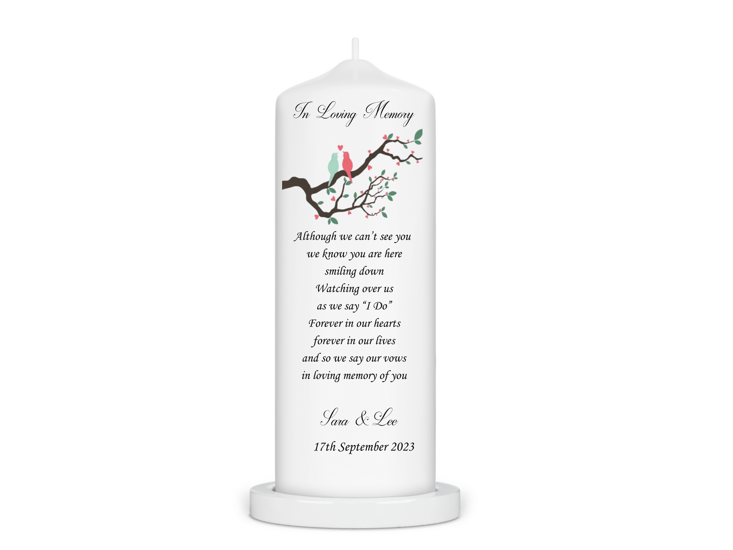 Personalised Wedding Unity Candle - Love birds